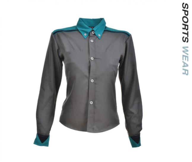Arora Corporate Shirt Ladies Polysoft -Charcoal/Turquoise 